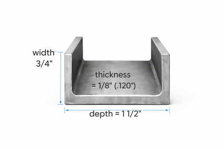 Steel Channel- 1-1/2" x 3/4" x 1/8"(0.120") - Select Length