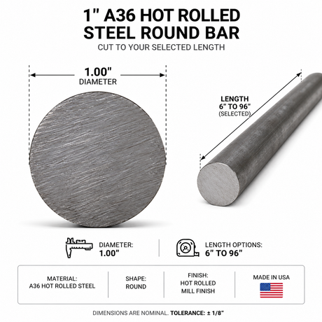 1" Diameter 1018 Cold Rolled Steel Round Bar – Cut to Length