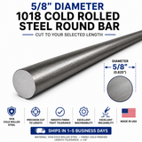 5/8" Diameter 1018 Cold Rolled Steel Round Bar – Cut to Length