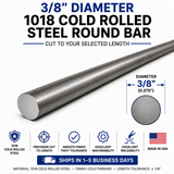 3/8" Diameter 1018 Cold Rolled Steel Round Bar – Cut to Length