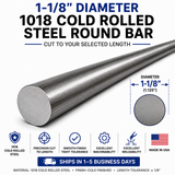 1-1/8" Diameter 1018 Cold Rolled Steel Round Bar – Cut to Length