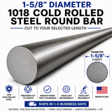 1-5/8" Diameter 1018 Cold Rolled Steel Round Bar – Cut to Length