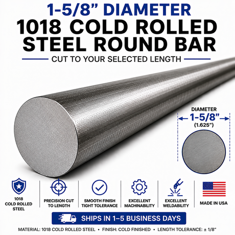 1-5/8" Diameter 1018 Cold Rolled Steel Round Bar – Cut to Length