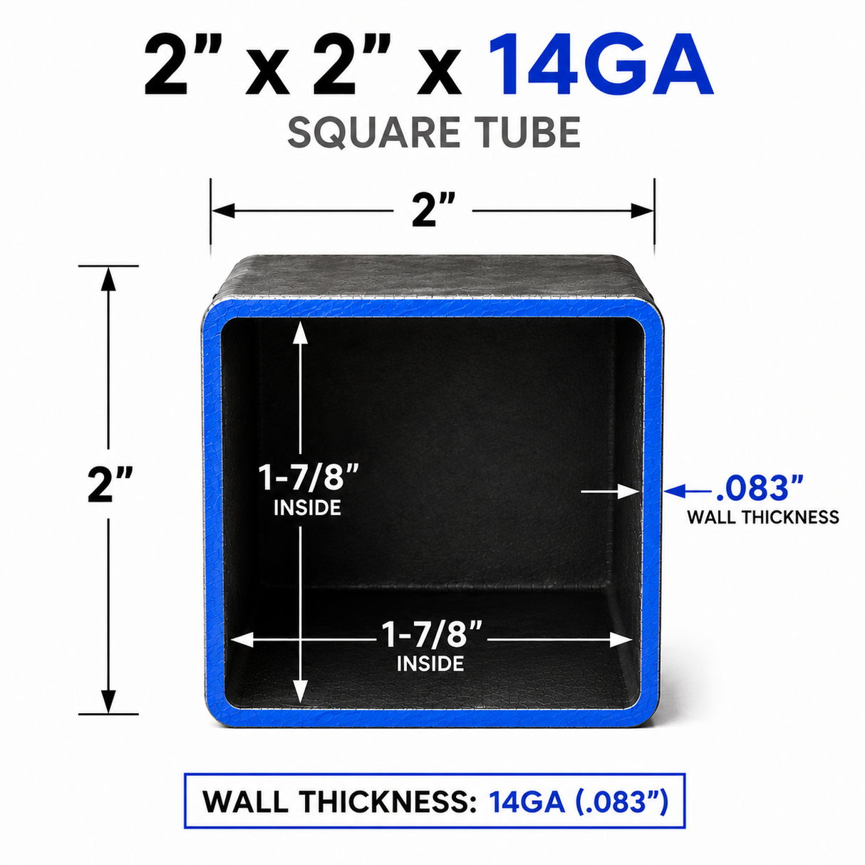 2" x 2" 14ga (0.083") Carbon Steel Square Tube – Cut to Size