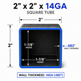 2" x 2" 14ga (0.083") Carbon Steel Square Tube – Cut to Size