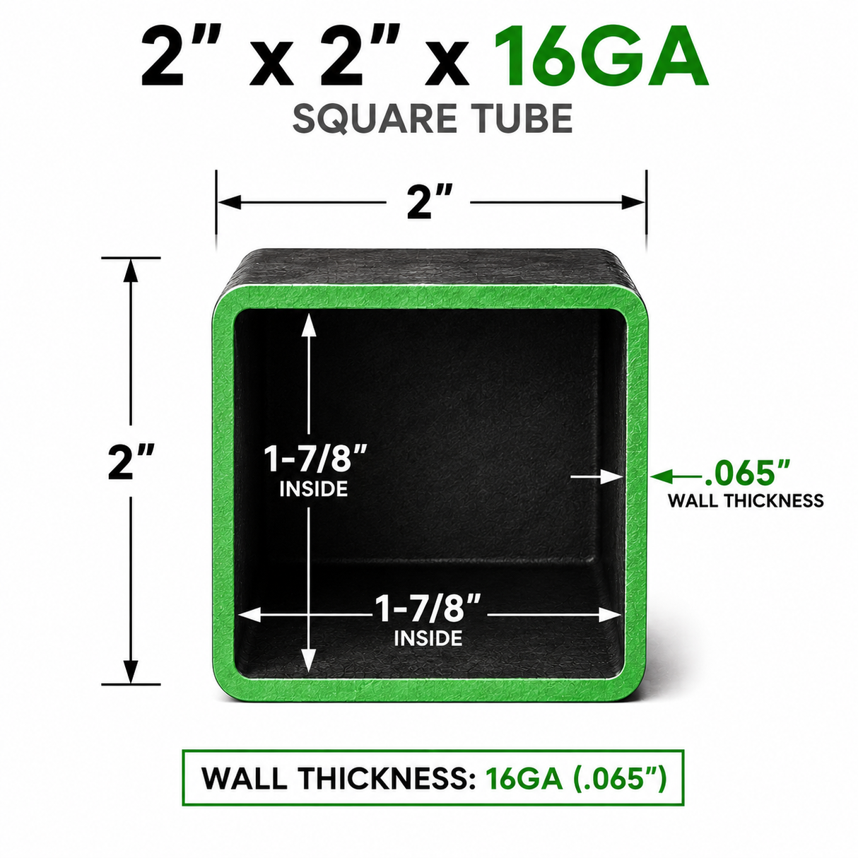 2" x 2" 16ga (0.065") Carbon Steel Square Tube – Cut to Size