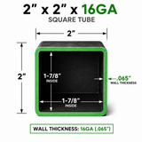 2" x 2" 16ga (0.065") Carbon Steel Square Tube – Cut to Size