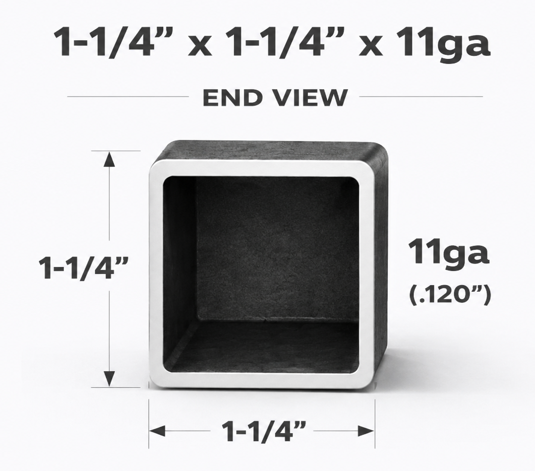 1-1/4" x 1-1/4" 11ga (0.120") Square Steel Tubing – A500/A513 – Select Length