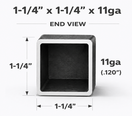1-1/4" x 1-1/4" 11ga (0.120") Square Steel Tubing – A500/A513 – Select Length