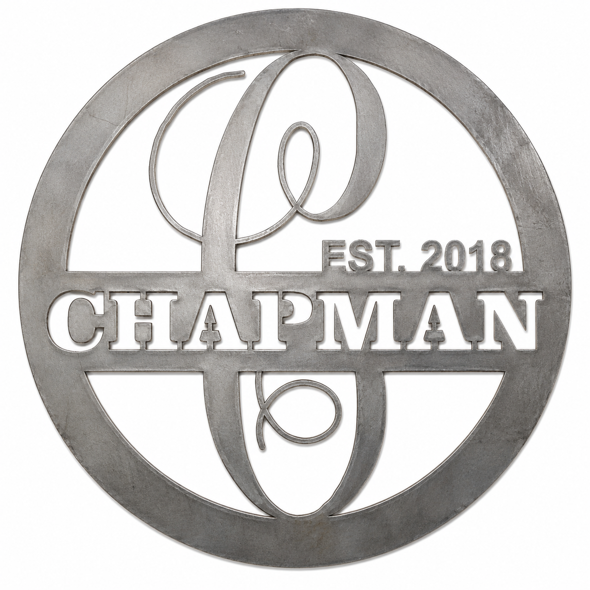 12"–30" Personalized Split Letter Monogram Metal Sign – Custom Family Name – Raw Steel