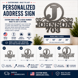 Personalized Steel Address Sign – Custom Family Name & House Number Sign – Raw Unpainted Steel – 12", 18", 24", 30"