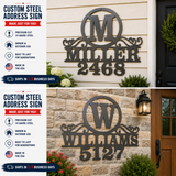 Personalized Steel Address Sign – Custom Family Name & House Number Sign – Raw Unpainted Steel – 12", 18", 24", 30"