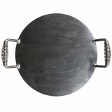 1/4" Steel Pizza Plate with Welded Spring Handles – Pre-Seasoned Cooking Steel for Pizza, Grill & Oven – USA Made Steel