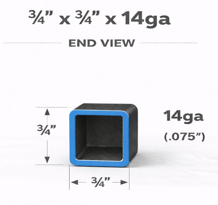 Square Steel Tubing-3/4" x 3/4" x 14ga (0.083")-Select Length