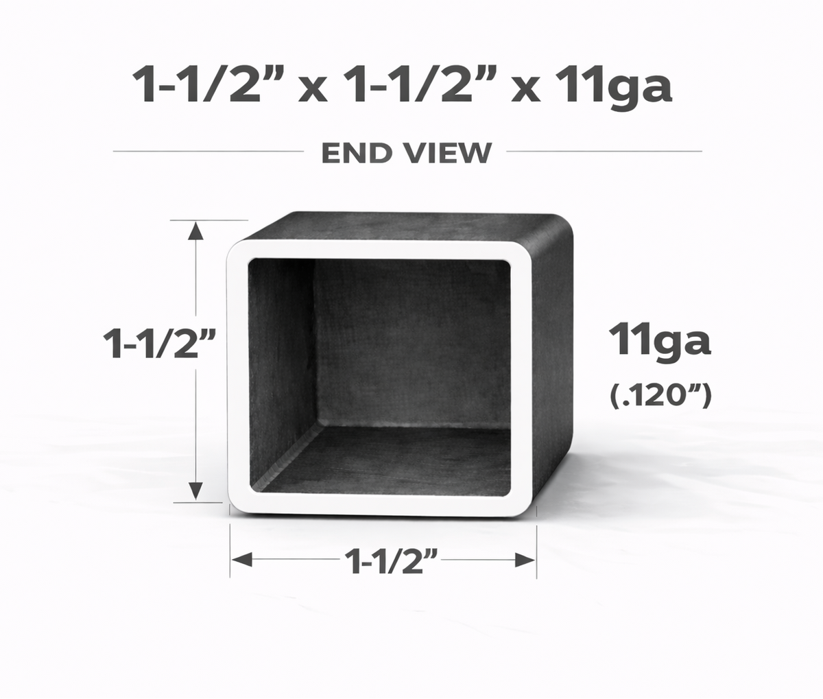 Square Steel Tubing-1-1/2" x 1-1/2" x 11ga (0.120")-Select Length