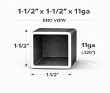 Square Steel Tubing-1-1/2" x 1-1/2" x 11ga (0.120")-Select Length