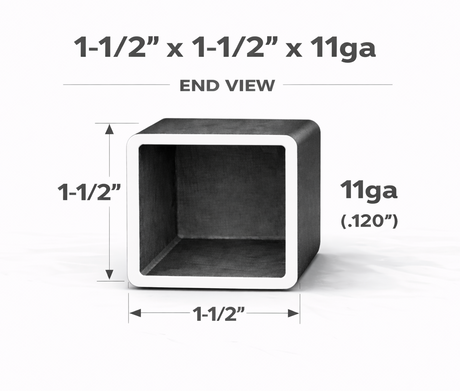 Square Steel Tubing-1-1/2" x 1-1/2" x 11ga (0.120")-Select Length