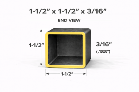 Square Steel Tubing-1-1/2" x 1-1/2" x 3/16" (0.188")-Select Length