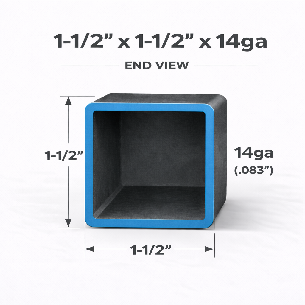 1-1/2" x 1-1/2" 14ga (0.083") Square Steel Tubing – A500/A513 – Select Length