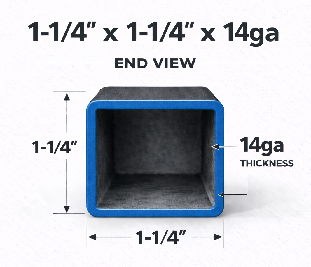 1-1/4" x 1-1/4" 14ga (0.083") Square Steel Tubing – A500/A513 – Select Length