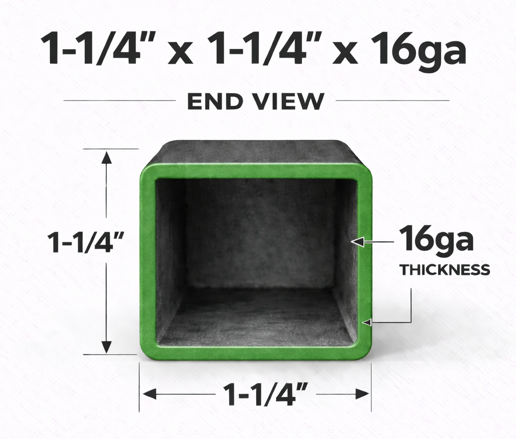 1-1/4" x 1-1/4" 16ga (0.065") Square Steel Tubing – A500/A513 – Select Length