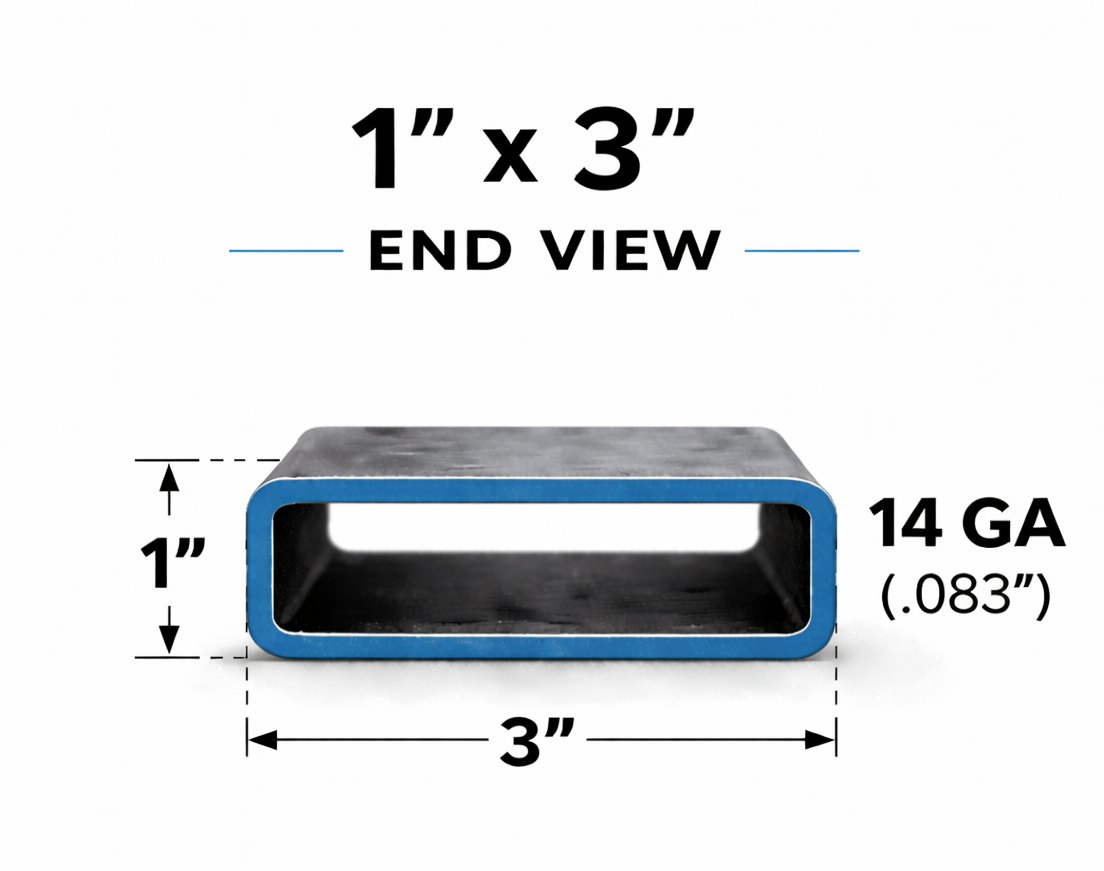 1" x 3" 14ga (0.083") Rectangle Steel Tubing — Select Length