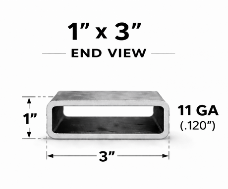 1" x 3" 11ga (0.120") Rectangle Steel Tubing — Select Length