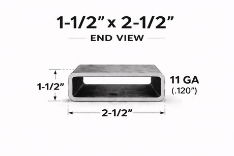 1-1/2" x 2-1/2" 11ga (0.125") Rectangle Steel Tubing — Select Length
