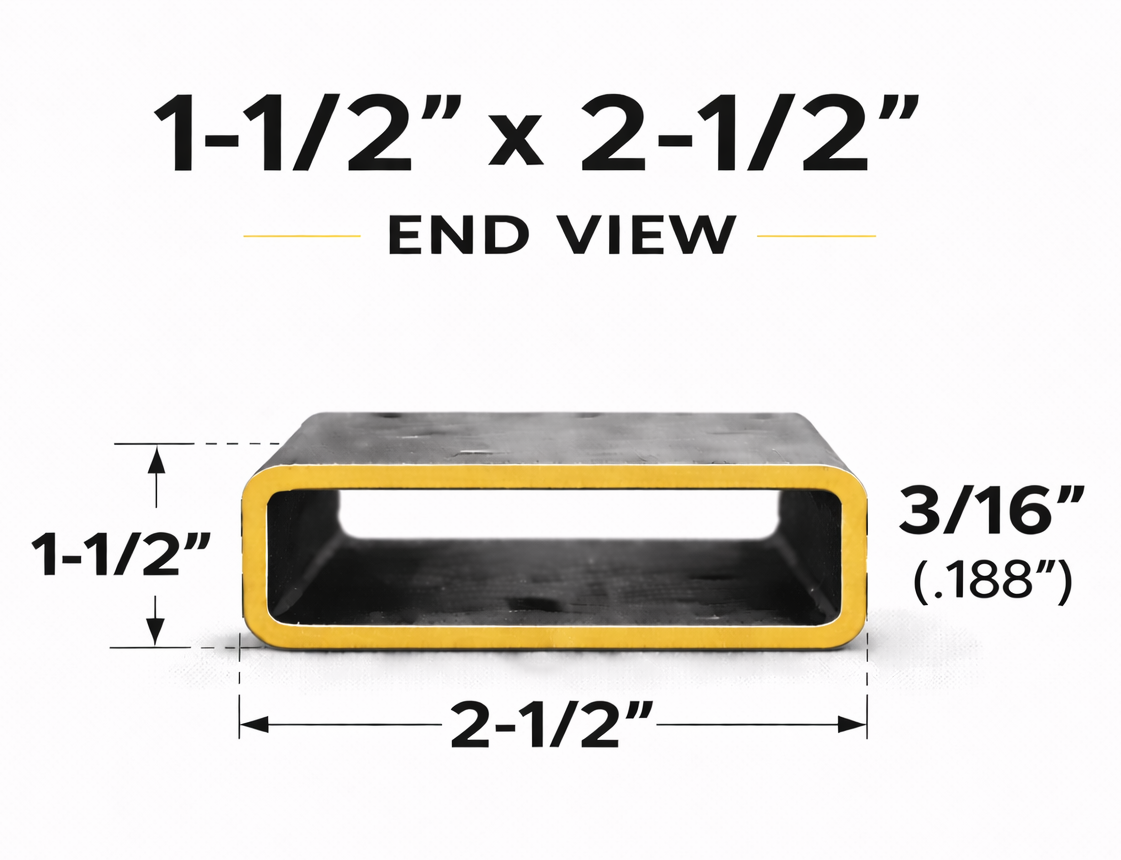 1-1/2" x 2-1/2" x 3/16" (0.188") Rectangle Steel Tubing — Select Length