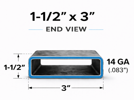 1-1/2" x 3" x 14ga (0.083") Rectangle Steel Tubing — Select Length