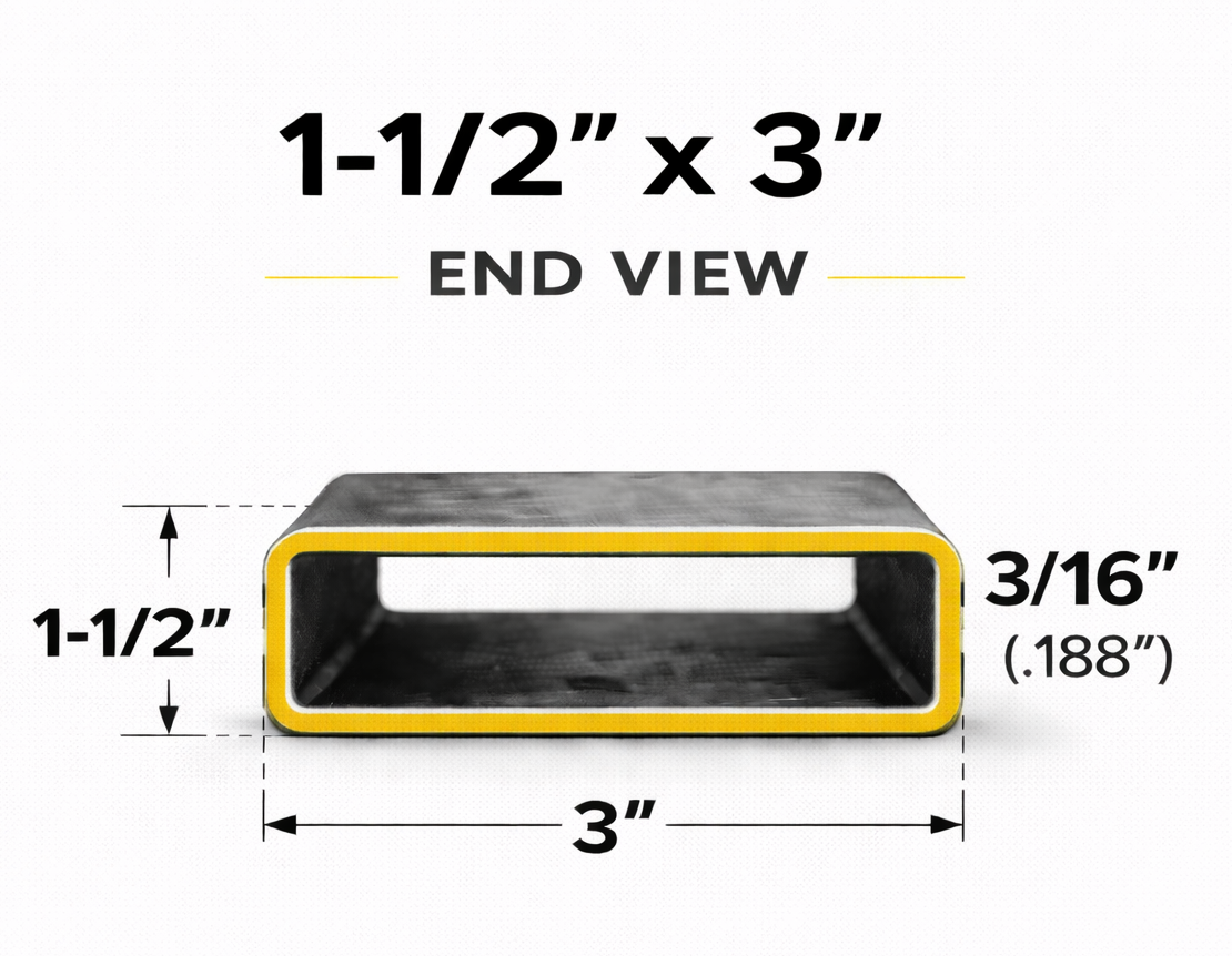 1-1/2" x 3" x 3/16" (0.187") Rectangle Steel Tubing — Select Length