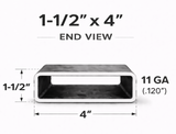 1-1/2" x 4" x 11ga (0.125") Rectangle Steel Tubing — Select Length
