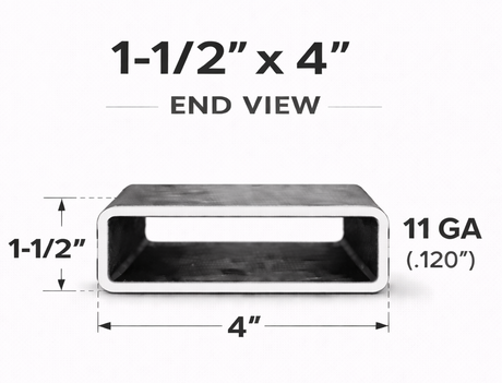 1-1/2" x 4" x 11ga (0.125") Rectangle Steel Tubing — Select Length