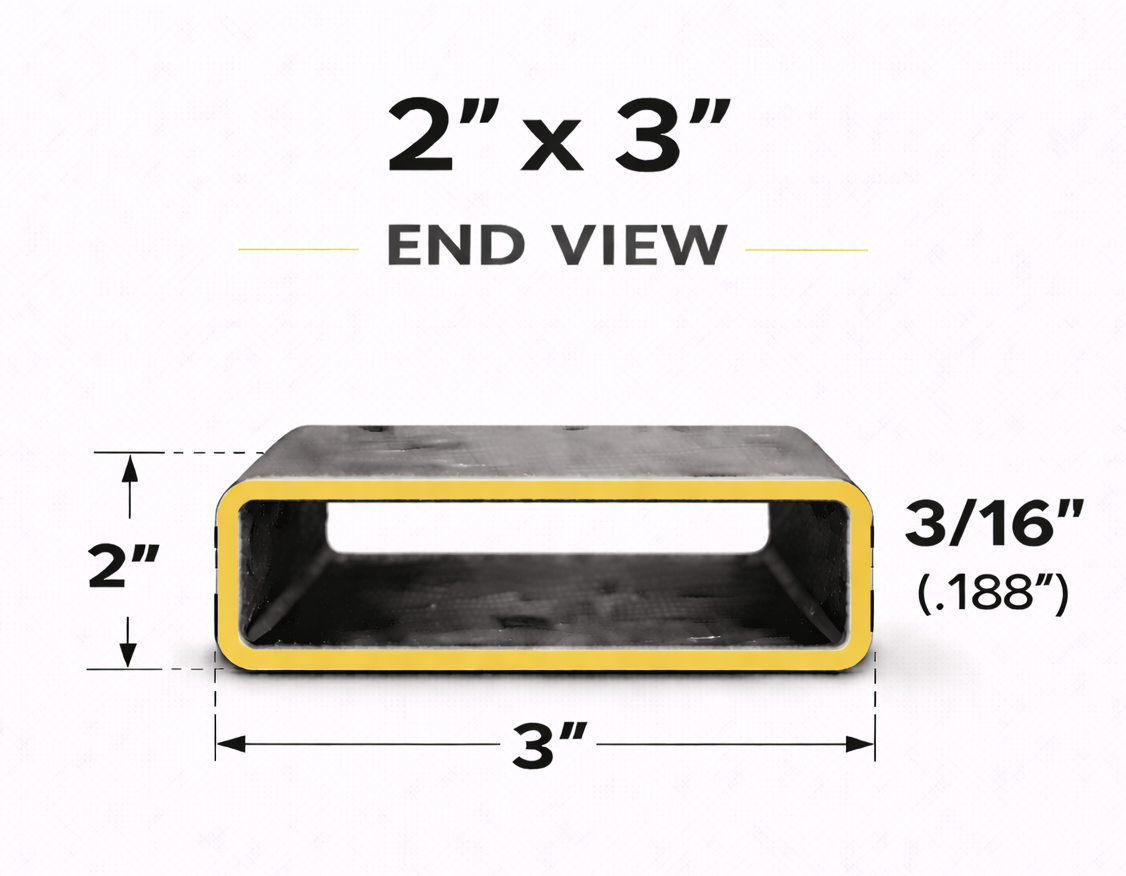 2" x 3" x 3/16" (0.187") Rectangle Steel Tubing — Select Length