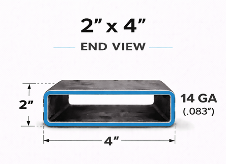 2" x 4" x 14ga (0.083") Rectangle Steel Tubing — Select Length