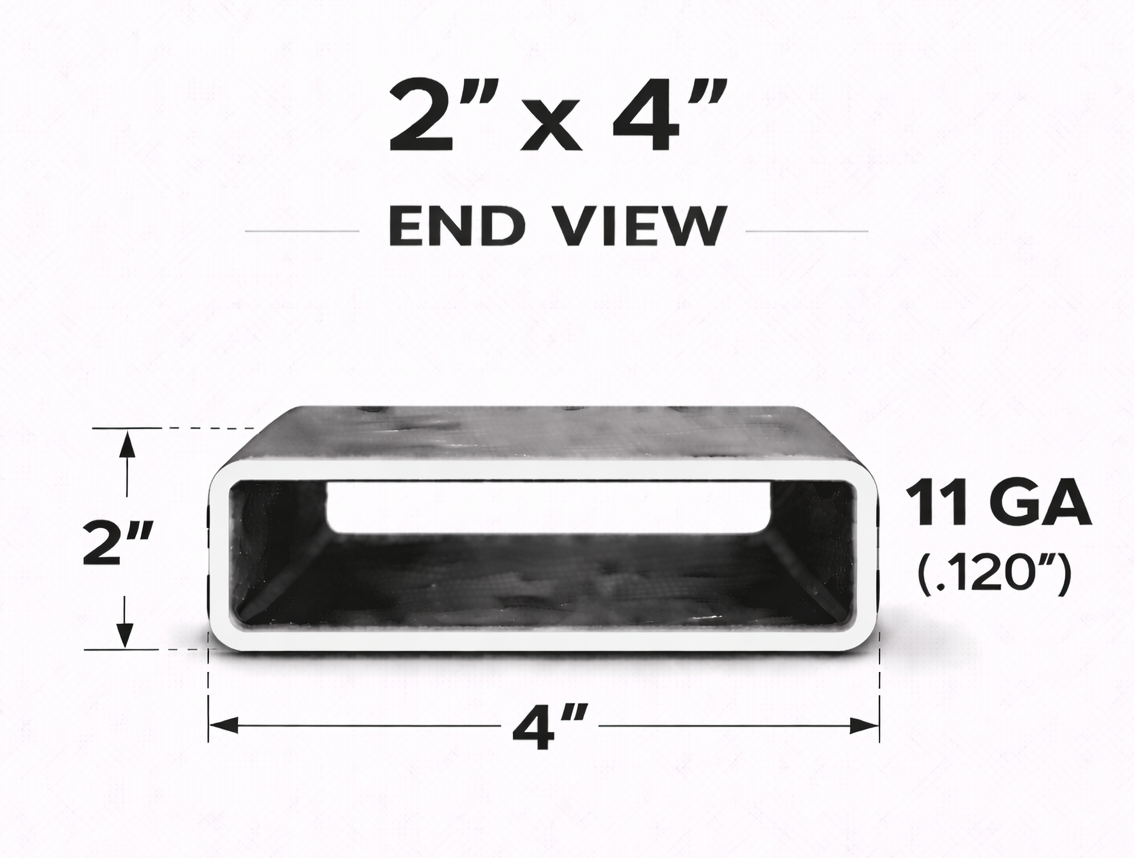 2" x 4" x 11ga (0.120") Rectangle Steel Tubing — Select Length