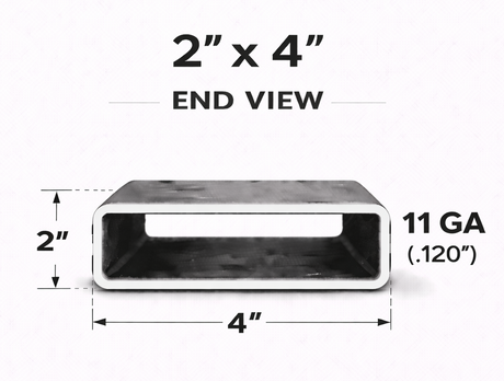 2" x 4" x 11ga (0.120") Rectangle Steel Tubing — Select Length