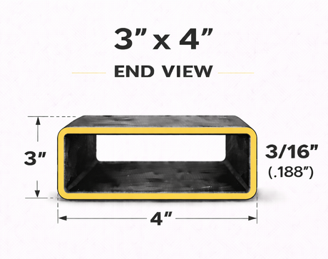 3" x 4" x 3/16" (0.188") Rectangle Steel Tubing — Select Length