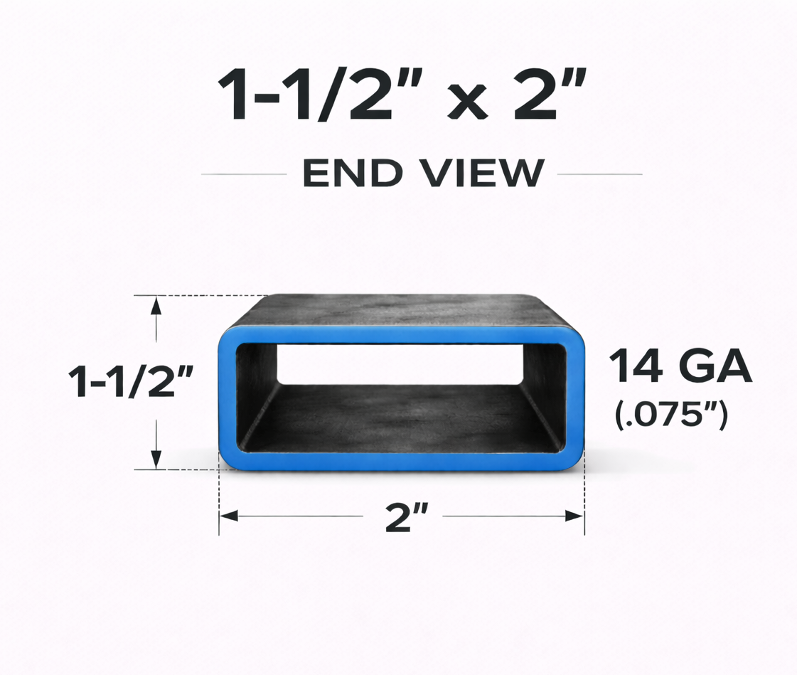 1-1/2" x 2" 14ga (0.083") Rectangle Steel Tubing — Select Length
