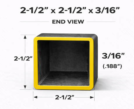 2-1/2" x 2-1/2" 3/16" Square Steel Tubing – A500 Grade B – Select Length