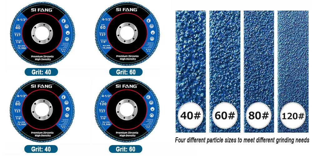 4-1/2" Zirconia Flap Disc for Angle Grinder – 40/60/80/120 Grit Metal Grinding & Finishing Wheel