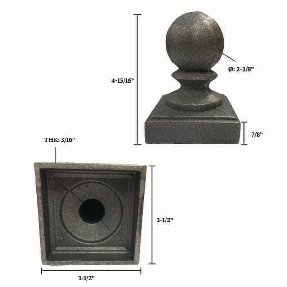 Cast Iron Ball Post Cap 3" O0018