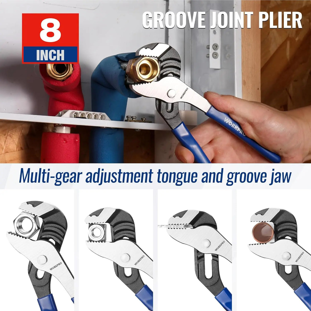 4-Piece Professional Pliers Set – Needle Nose, Slip Joint, Diagonal Cutters & Groove Joint Pliers