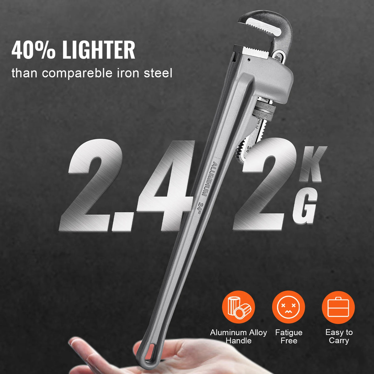 Aluminum Straight Pipe Wrench | Heavy-Duty Adjustable Plumbing Wrench