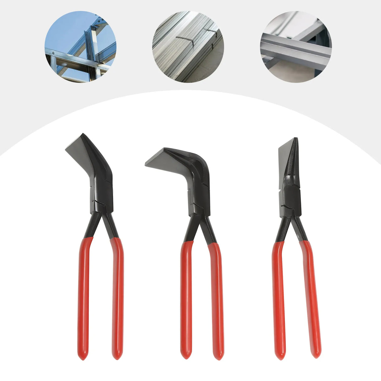 3-Piece Sheet Metal Seamer Pliers Set – Straight, 45° & 90° Bending Pliers