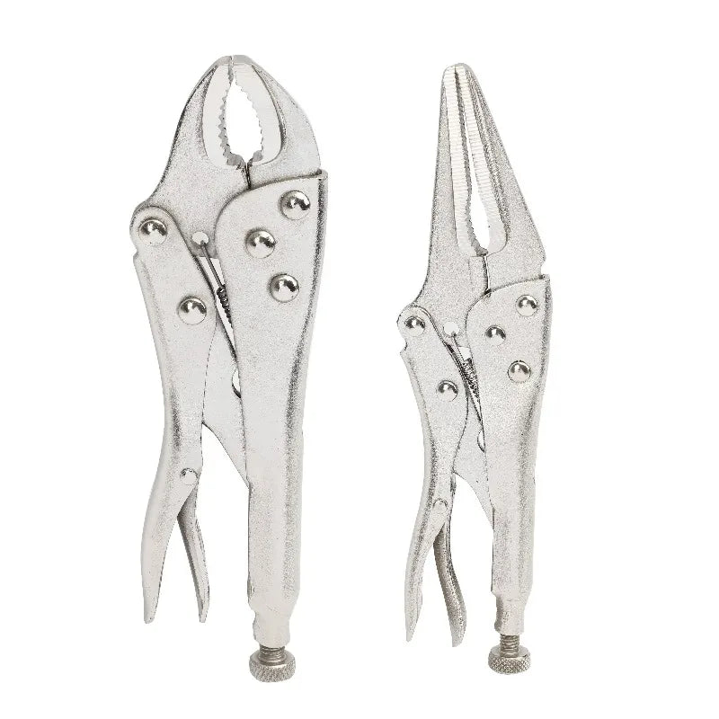 2-Piece Locking Pliers Set – Curved Jaw & Long Nose Vise Grip Pliers