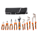 8-Piece Professional Pliers Set with Storage Roll | Groove Joint, Lineman's, Long Nose & Adjustable Wrenches