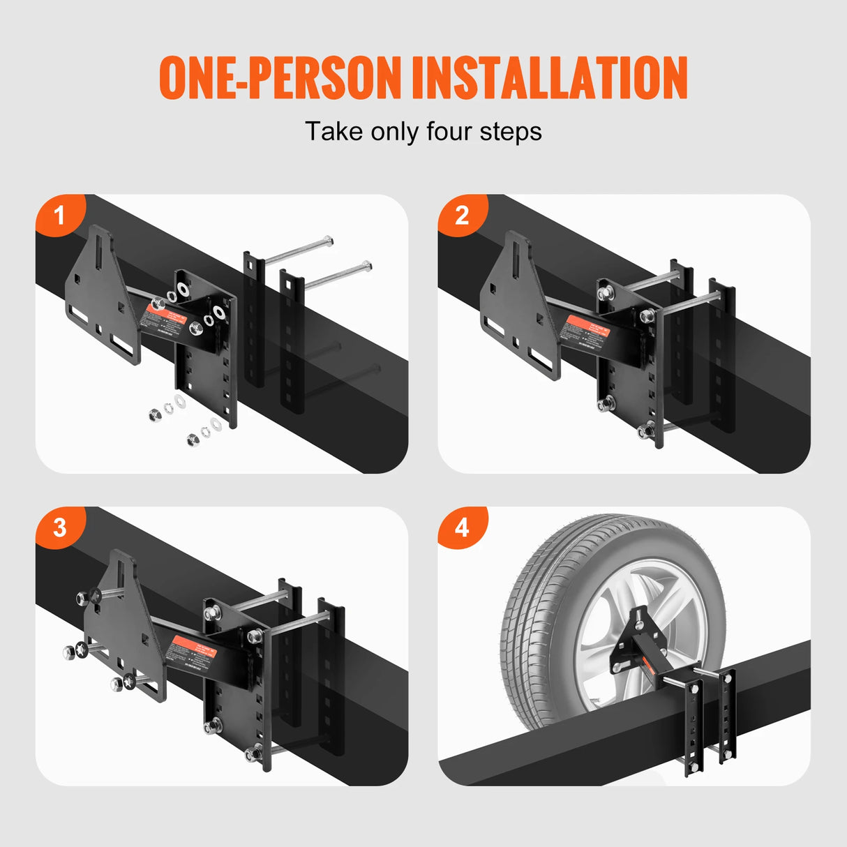 Heavy-Duty Trailer Spare Tire Carrier Mount | Fits 4-Lug & 5-Lug Wheels | 160 lb Capacity