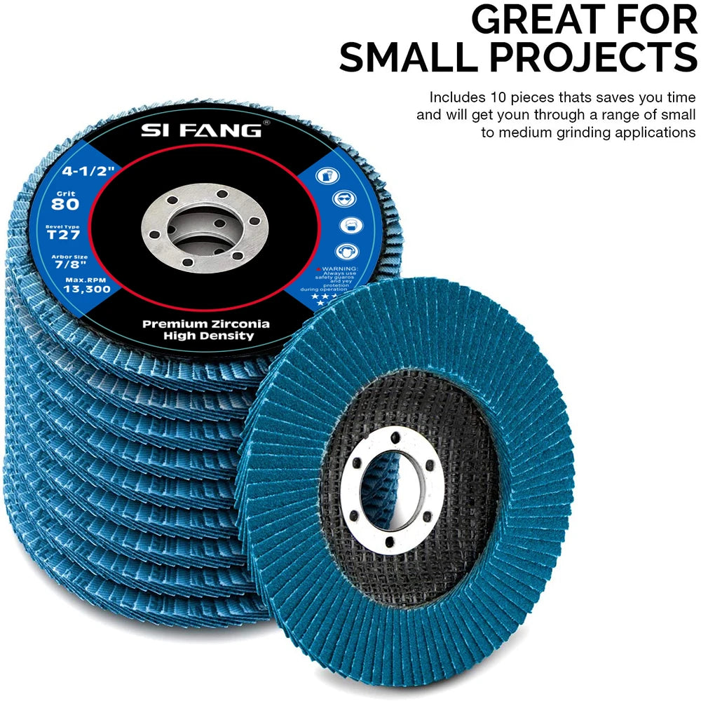 4-1/2" Zirconia Flap Disc for Angle Grinder – 40/60/80/120 Grit Metal Grinding & Finishing Wheel