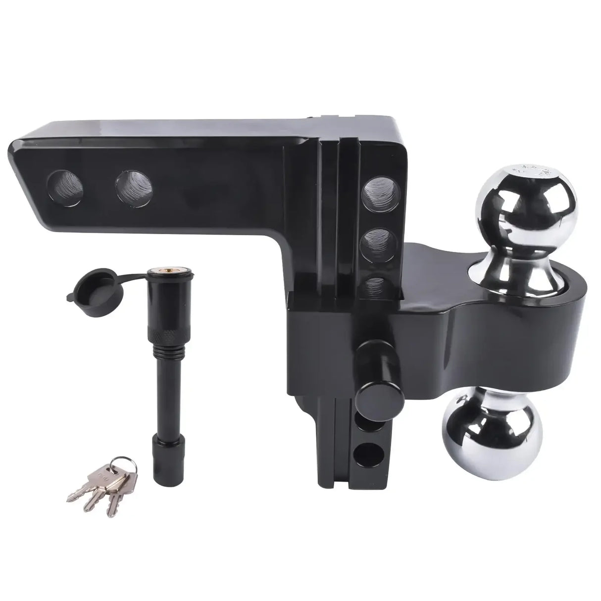 Adjustable Aluminum Trailer Hitch – 2" Receiver, Dual Ball, 6" Drop/Rise, 12,500 lb